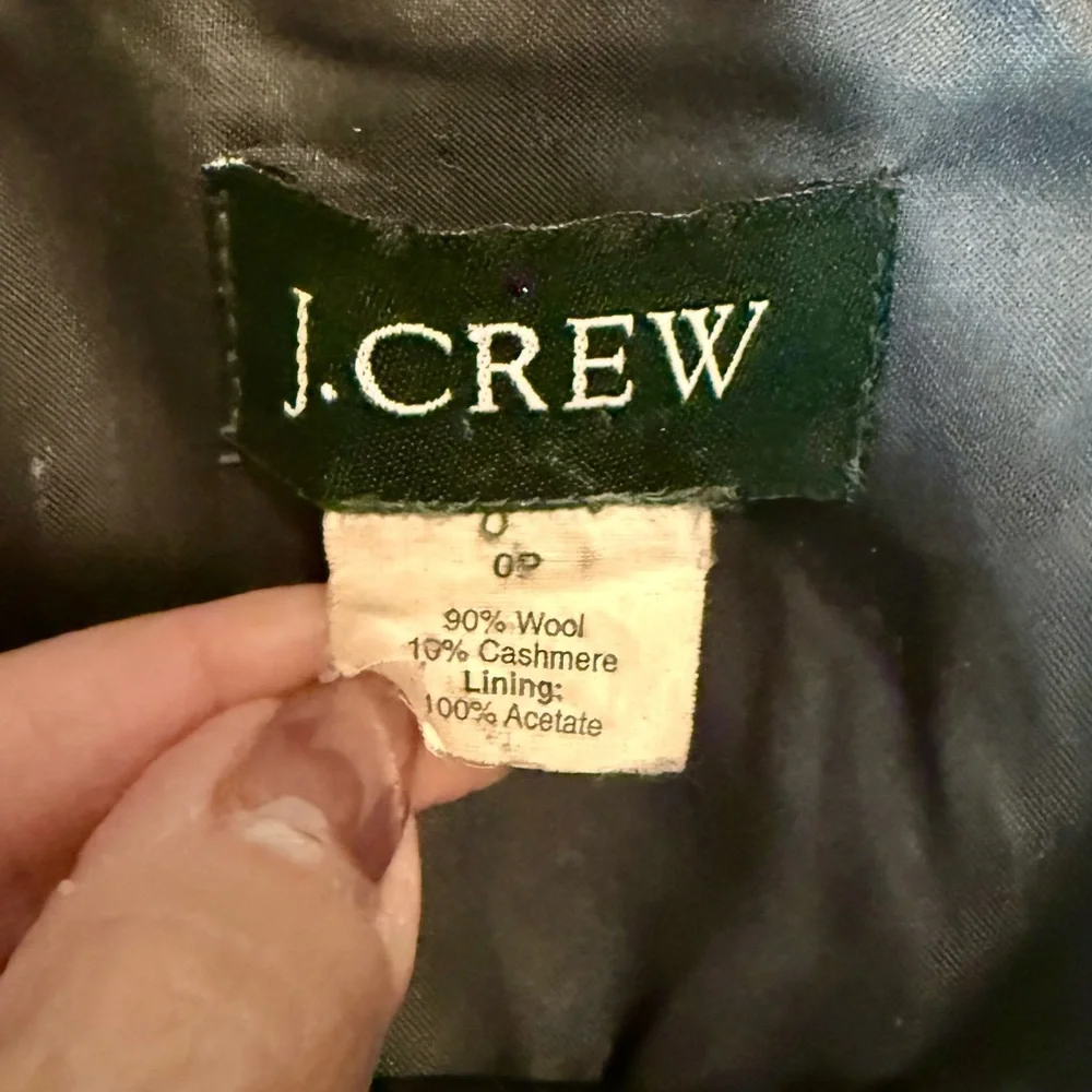 J. Crew Cashmere & Wool Harriet Plum Pea Coat Charcoal Gray Size 0 Petite